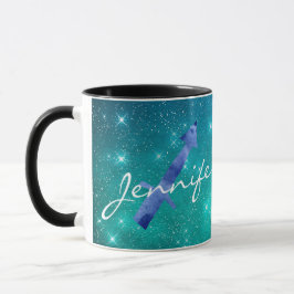 Zodiac Sign Sagittarius på Teal Starry Himlar Mugg