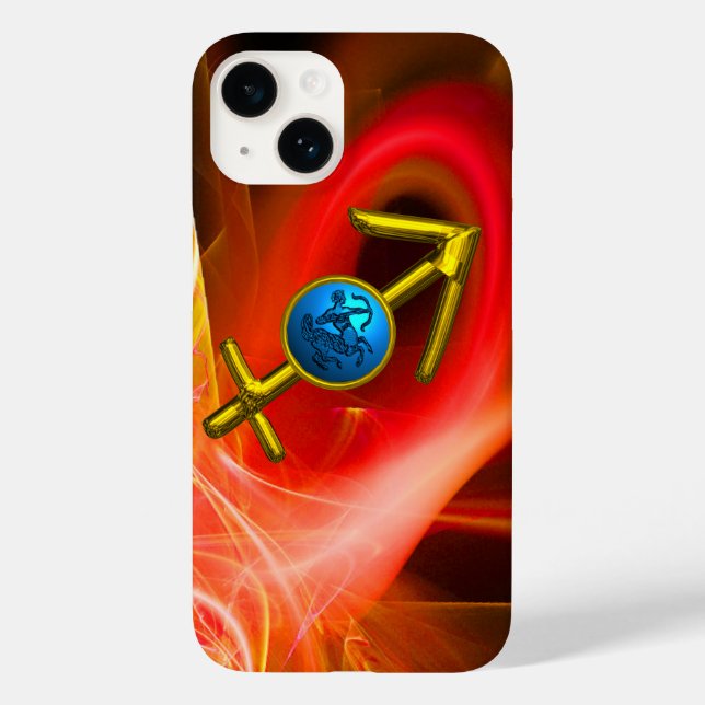 ZODIAC SIGN SAGITTARIUS,Red Gult Fractal Swirls (Baksida)