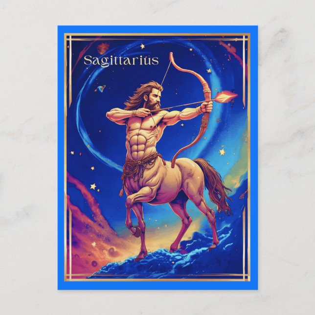 Zodiac Sign Sagittarius som kelestial Archer Vykort (Framsida)