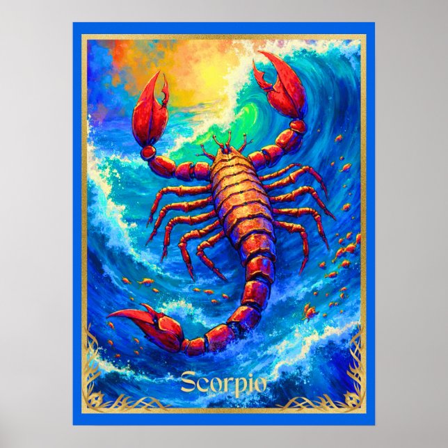 Zodiac Sign Scorpio Emerging from Deep Waters Poster (Framsidan)