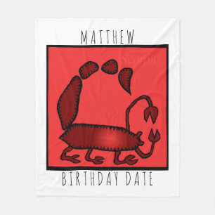 Zodiac Sign Scorpion personlig Birthday Blanket Fleecefilt