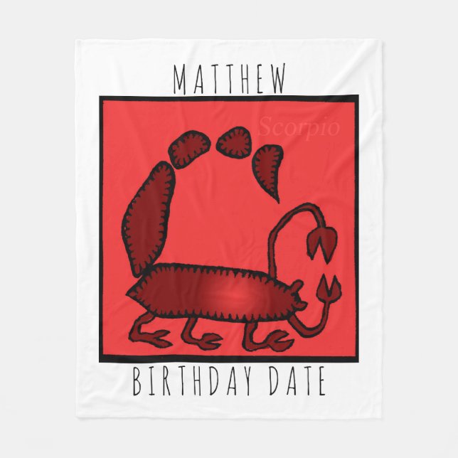Zodiac Sign Scorpion personlig Birthday Blanket Fleecefilt (Framsidan)