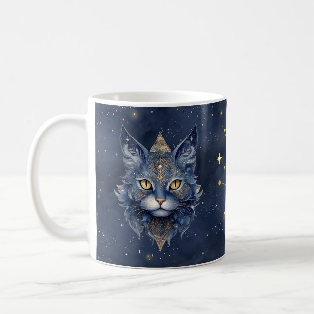 Zodiac Sign Taurus & Celestial Cat Mugg (Vänster)