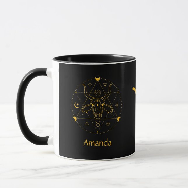Zodiac Sign Taurus Golden Gult Anpassade Mugg (Vänster)