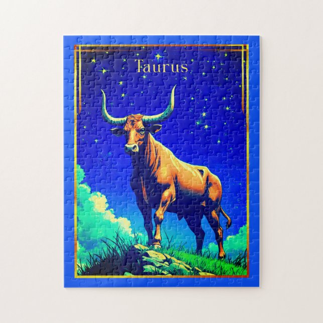 Zodiac Sign Taurus Rooted in Earth and Sky Pussel (Vertikal)