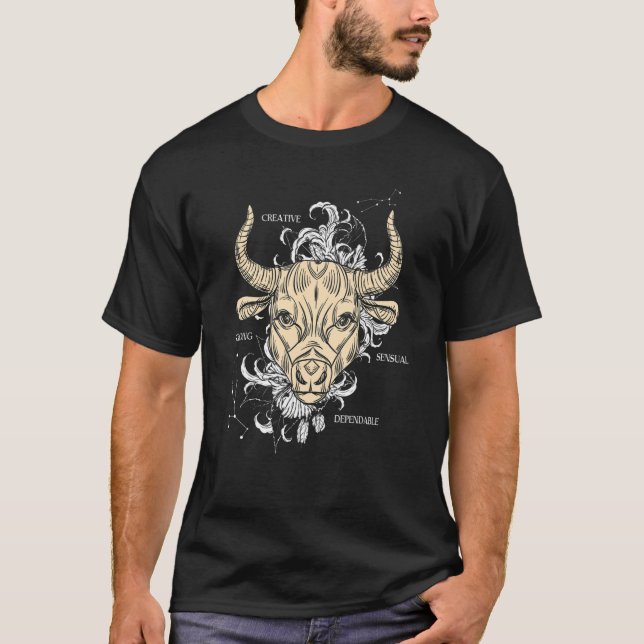 Zodiac Sign Taurus T Shirt (Framsida)