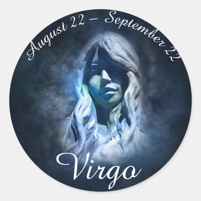 Zodiac Sign Våg Sticker Runt Klistermärke (Framsida)