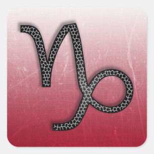 Zodiac Signera Capricorn Goat Symbol och Horoscope Fyrkantigt Klistermärke