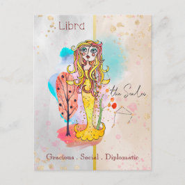 Zodiac signerar Libra Gulten Scales Girl Vykort