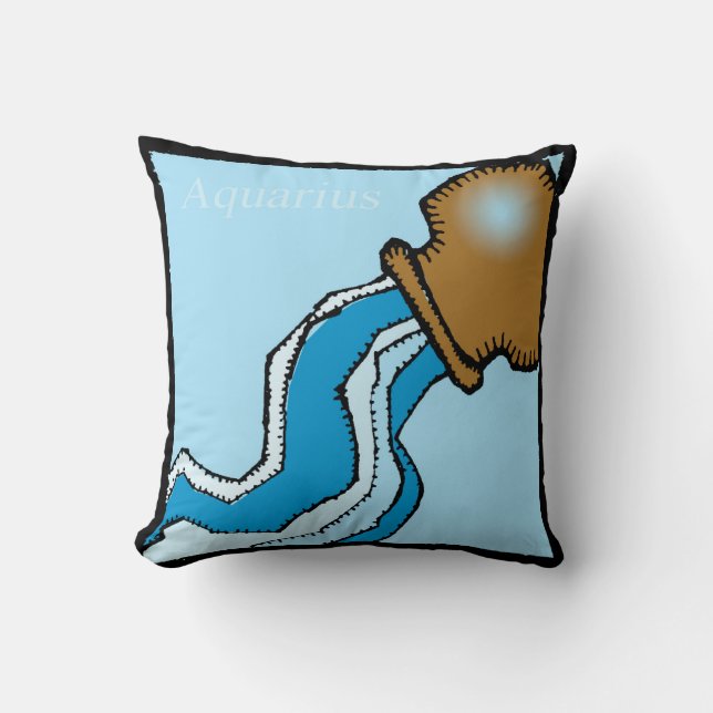 Zodiac Signs Aquarius Birthday Cotton Pillow Kudde (Framsida)