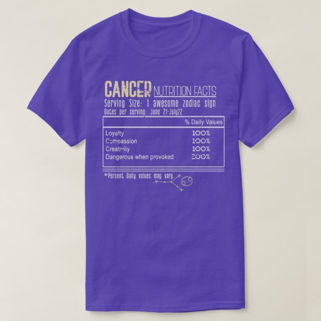 Zodiac Signs Cancer T Shirt (Design framsida)