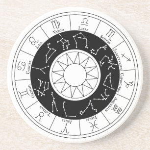 Zodiac Signs Circle Black and White Underlägg