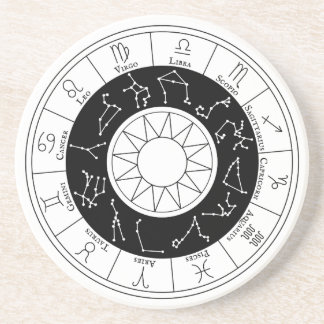 Zodiac Signs Circle Black and White Underlägg