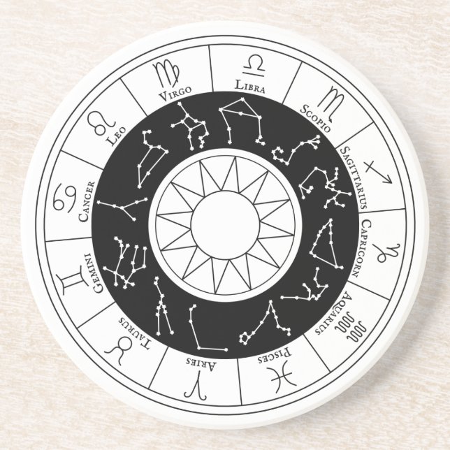 Zodiac Signs Circle Black and White Underlägg (Framsidan)