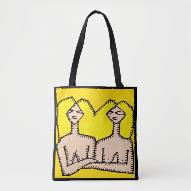 Zodiac Signs Gemini Birthday över Tote Bag 1 Tygkasse (Framsida)