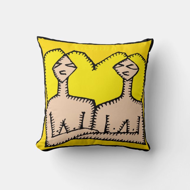 Zodiac Signs Gemini Birthday square Pillow Kudde (Framsida)