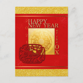 Zodiac Signs Ox Papercut China Year 2021 VHPC Helg Vykort