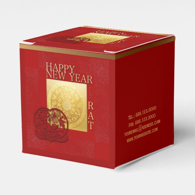 Zodiac Signs Råtta Papercut Kinesiska året 2020 Co Presentaskar (Framsidan Sidan)