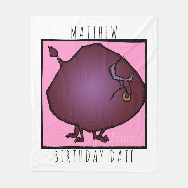 Zodiac Signs Taurus personlig Birthday Blanket Fleecefilt (Framsidan)