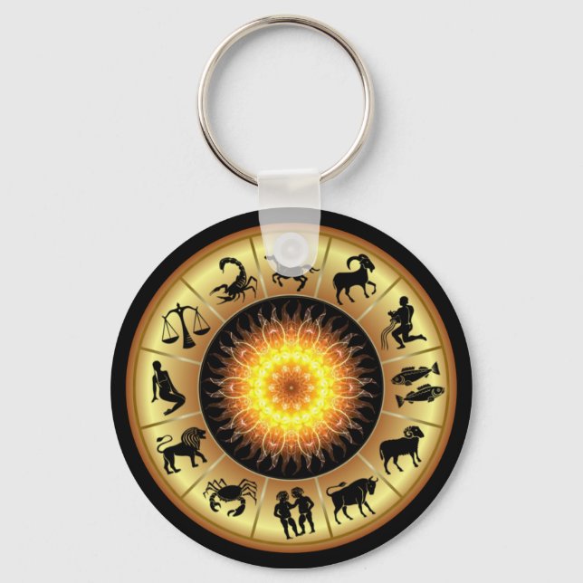 Zodiac Signs ~ Tosted Sol Center ~ Nyckelring (Framsida)