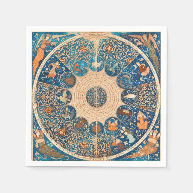 Zodiac Signs Vintage Celestial Karta Pappersservett (Framsidan)