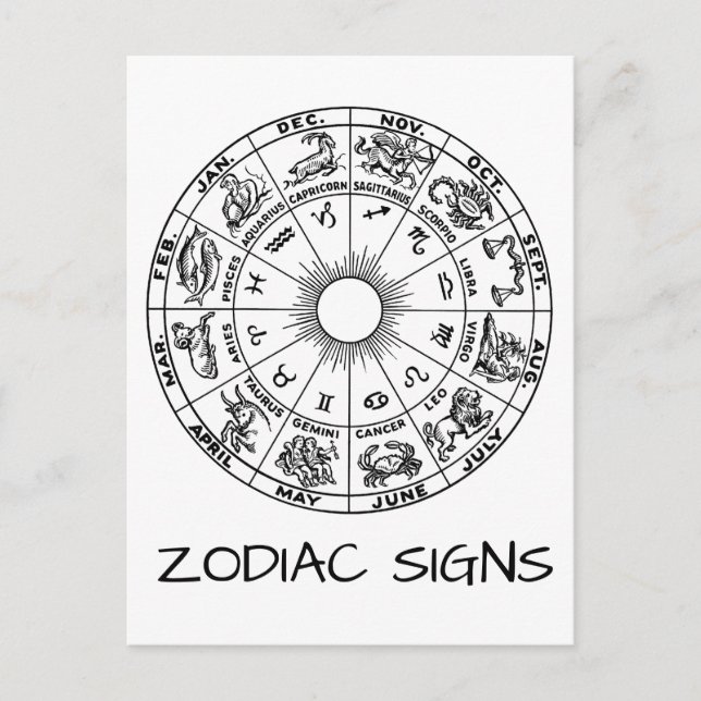 Zodiac Signs Vykort (Framsida)