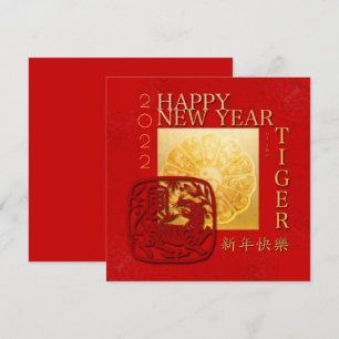 Zodiac Signs Yin Yang China Tiger Year 2022 SqC Julkort