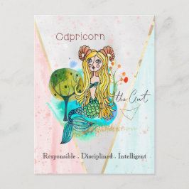 Zodiac skriver Capricorn Whimsical Girl Symbolic G Vykort