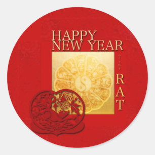 Zodiac skyltar Yin Yang Chinese Råtta Year 2020 Ro Runt Klistermärke
