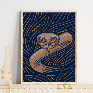 Zodiac Snake Animal Print Skriv ut ögonblicksbil Poster