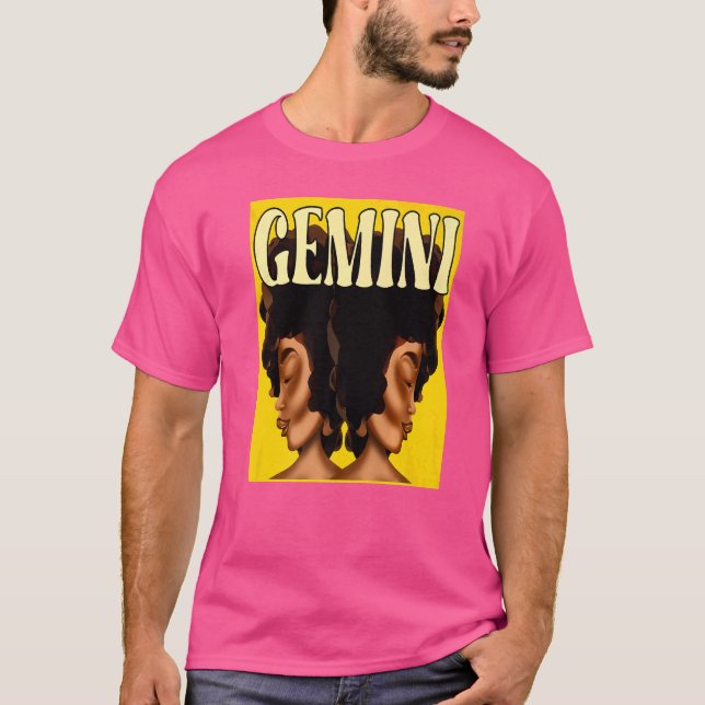 Zodiac Sol Sign Gemini Astrology Horoscope T Shirt (Framsida)