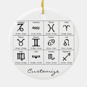 Zodiac Sol - signatärdiagram - kalender thunder_C Julgransprydnad Keramik