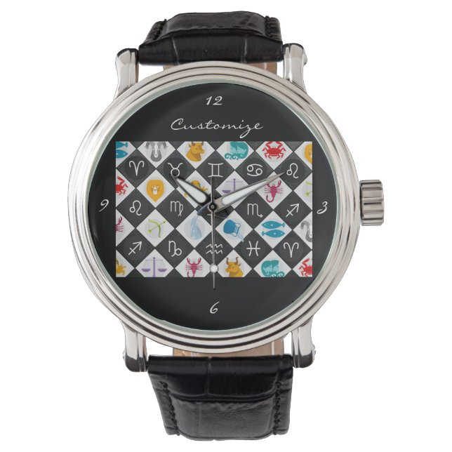 Zodiac Sol signerar Astrology Calendar Thunder_Cov Armbandsur (Framsida)