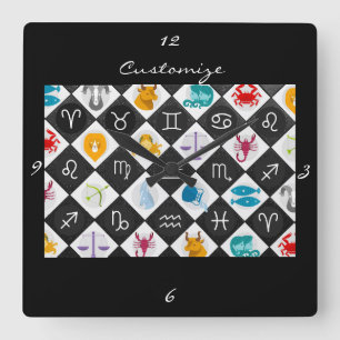 Zodiac Sol signerar Astrology Calendar Thunder_Cov Fyrkantig Klocka