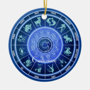Zodiac Sol signerar Astrology Calendar Thunder_Cov Julgransprydnad Keramik