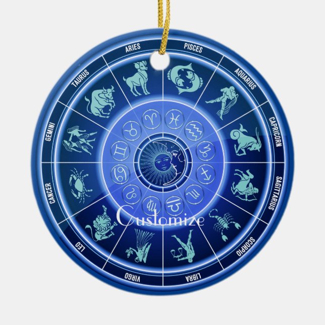 Zodiac Sol signerar Astrology Calendar Thunder_Cov Julgransprydnad Keramik (Framsidan)