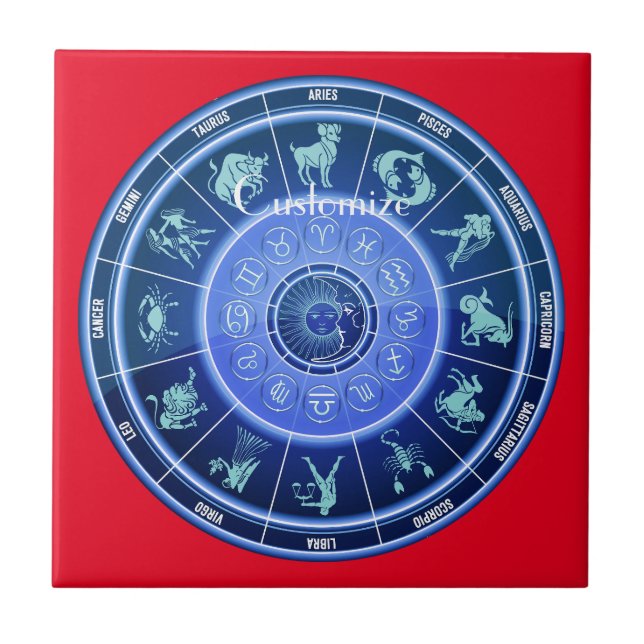 Zodiac Sol signerar Astrology Calendar Thunder_Cov Kakelplatta (Framsidan)