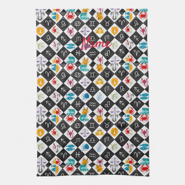 Zodiac Sol signerar Astrology Calendar Thunder_Cov Kökshandduk (Vertikal)