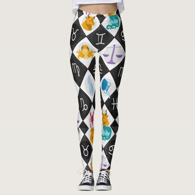 Zodiac Sol signerar Astrology Calendar Thunder_Cov Leggings (Framsida)