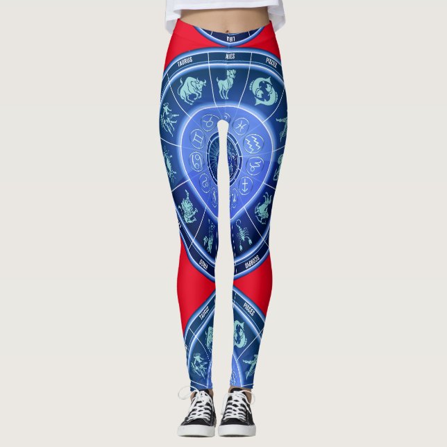 Zodiac Sol signerar Astrology Calendar Thunder_Cov Leggings (Framsida)