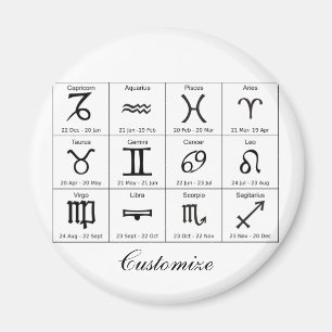 Zodiac Sol signerar Astrology Calendar Thunder_Cov Magnet