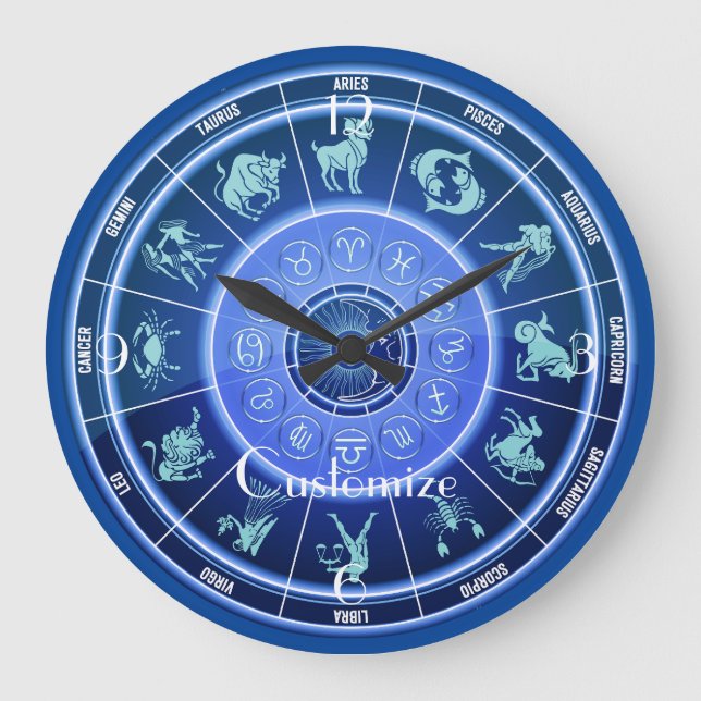 Zodiac Sol signerar Astrology Calendar Thunder_Cov Stor Klocka (Framsida)