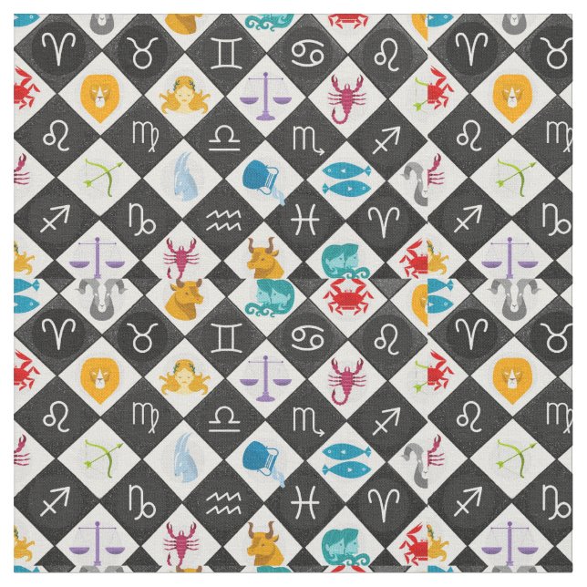 Zodiac Sol signerar Astrology Calendar Thunder_Cov Tyg (Närbild)