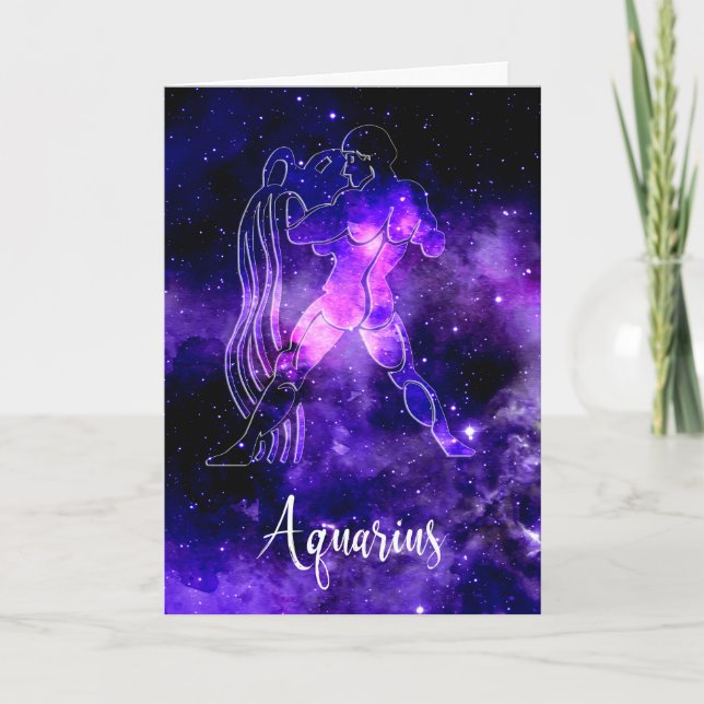 Zodiac: Space Aquarius Birthday Card Kort (Framsida)