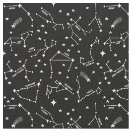 Zodiac Star Kartor White on Black Cheeky Witch® Tyg