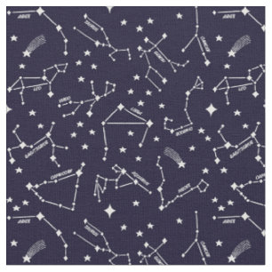 Zodiac Star Kartor White på Mörk blått Cheeky W Tyg