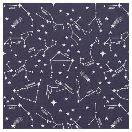 Zodiac Star Kartor White på Mörk blått Cheeky Witc Tyg