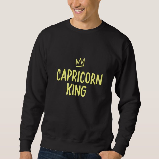 Zodiac Star Sign Astrology Horoscope  King Caprico Lång Ärmad Tröja (Framsida)
