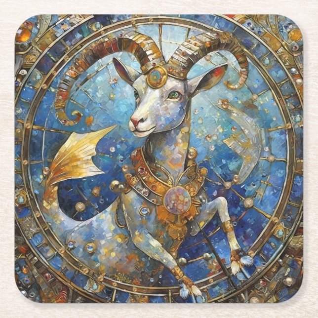 Zodiac - Stenbocken havsgeten Underlägg Papper Kvadrat (Framsidan)
