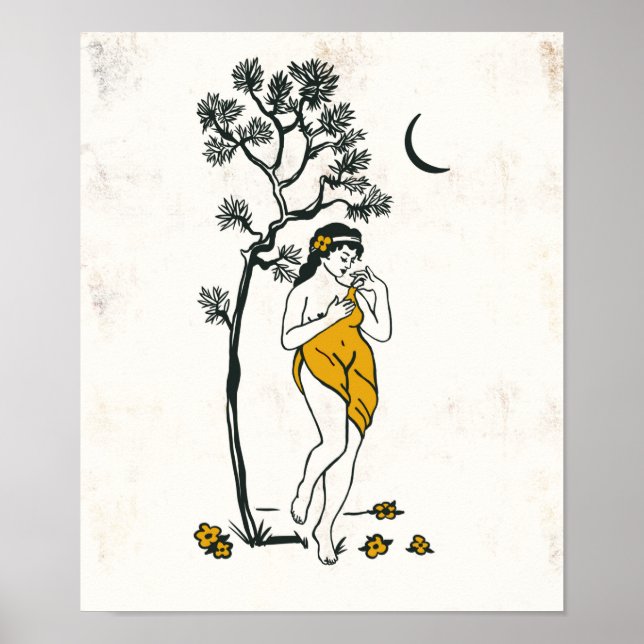 Zodiac Stil Toile Art med Våg Maiden Poster (Framsidan)